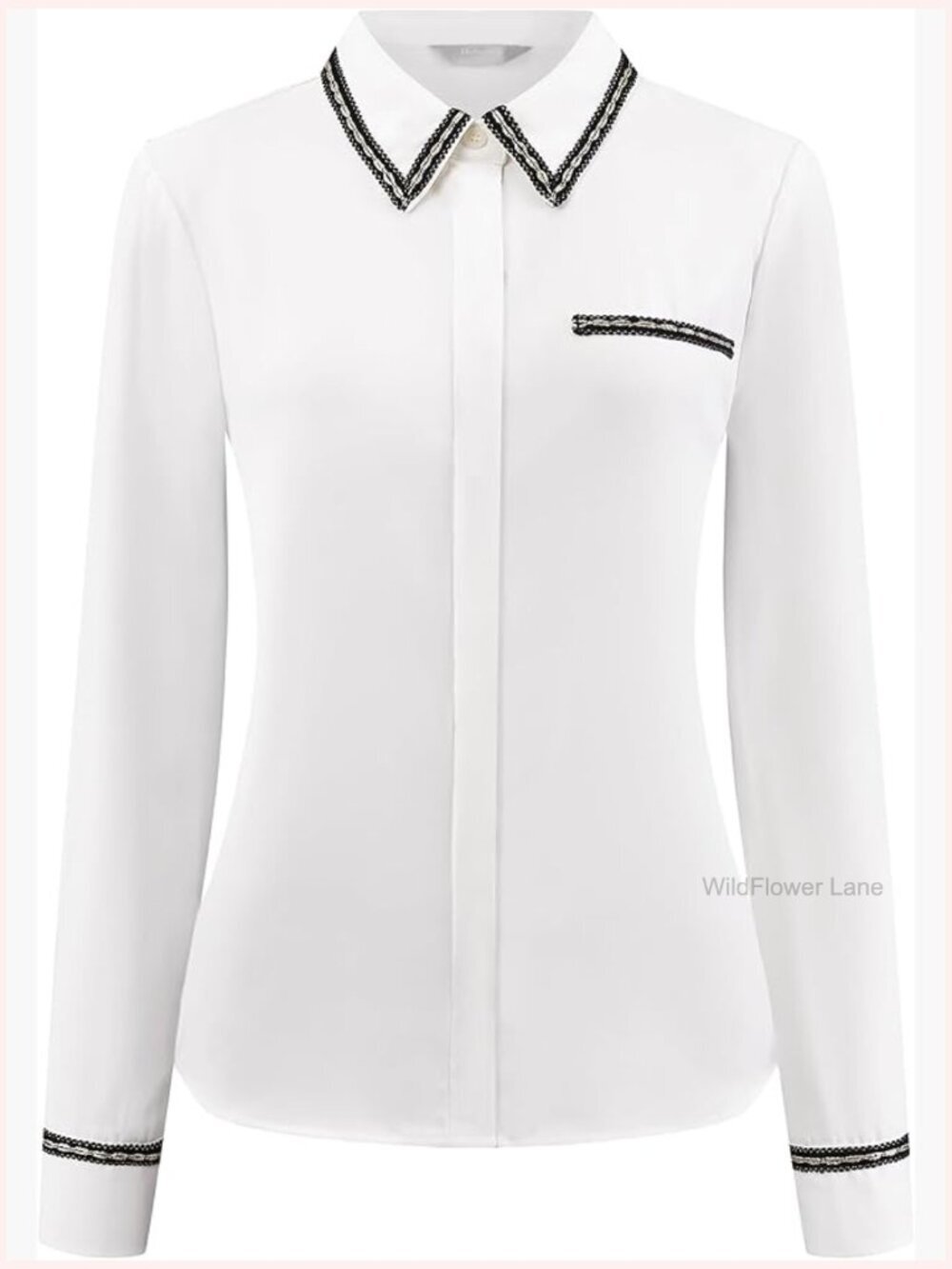 Women's Button Down Tops Collared Long Sleeve Tweed Shirt